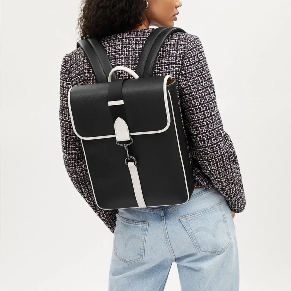 NWT Coach Blaine Backpack CP055 GUNMETAL BLACK CHALK WHITE Leather